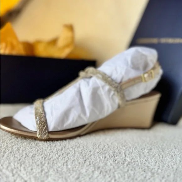 Adrienne Vittadini Gold Wedge Sandals NEW in Box - Picture 9 of 13